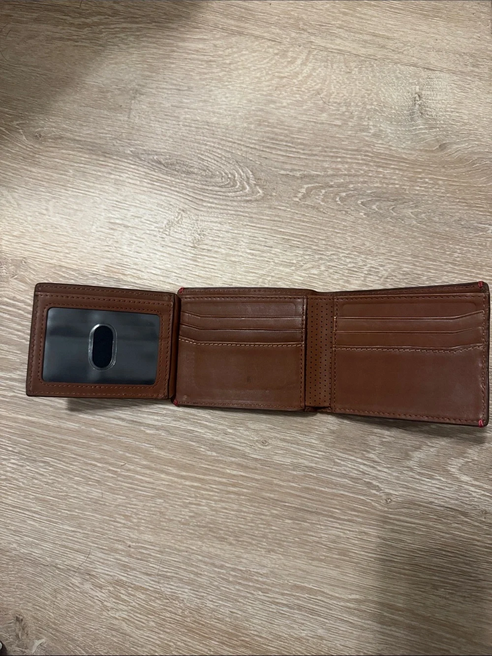 Fossil Men's Perforated Leather Bifold Wallet - Tan Brown
